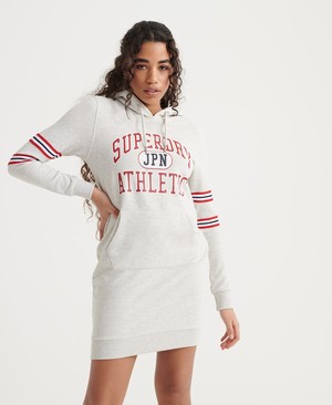 Superdry Hooded Varsity Sweat Női Ruhák Fehér/Piros | DBJUA7495